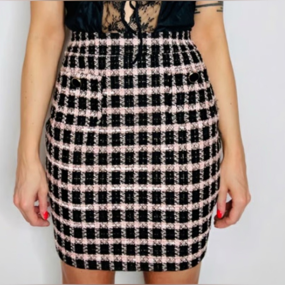 Maison d’Amélie Paris Tweed Gingham Skirt